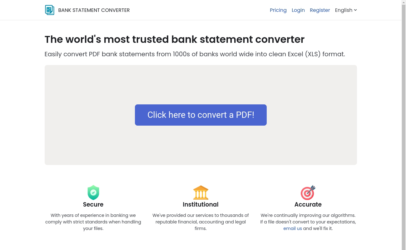 Bank Statement Converter export view