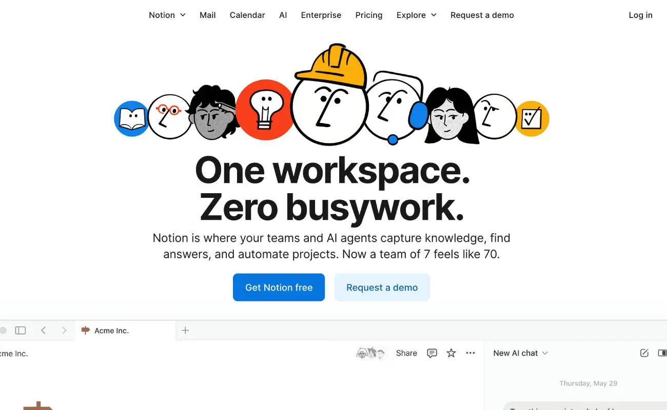 Notion workspace view